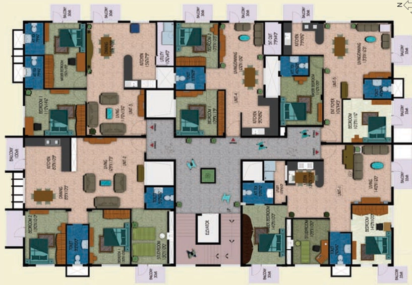 Floor Plan of Unique Florence in Vidyaranyapura, Bangalore - Image 136909